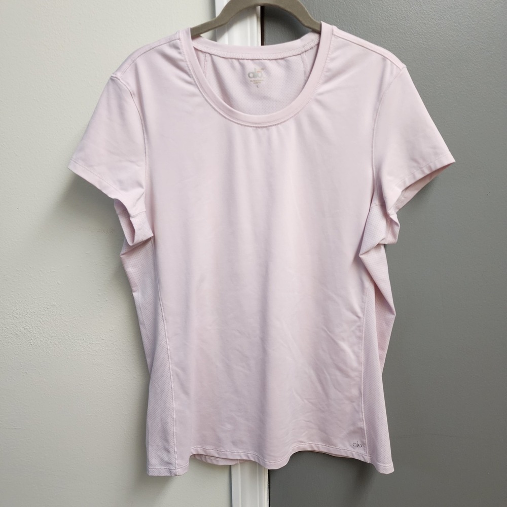 Alo Size Large Yoga Light Pink Short Sleeve Crew Neck T-Shirt NOTE